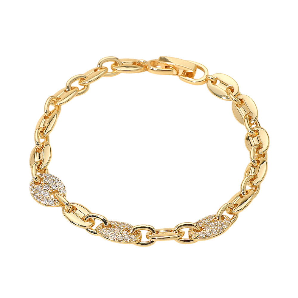 Gold-Plated Pavé Link Bracelet – Luxe Sparkle
