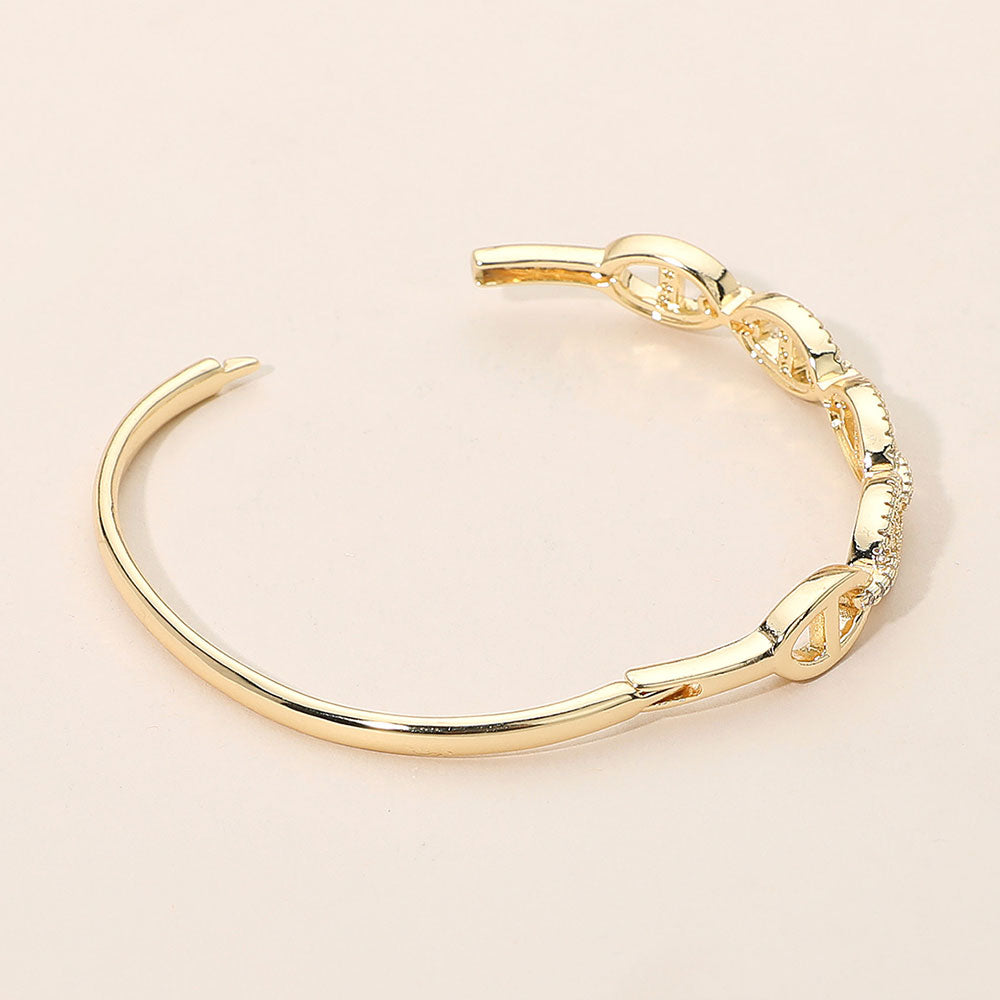 Gold-Plated Pavé Mariner Link Cuff Bracelet with Elegant Sparkle Detail