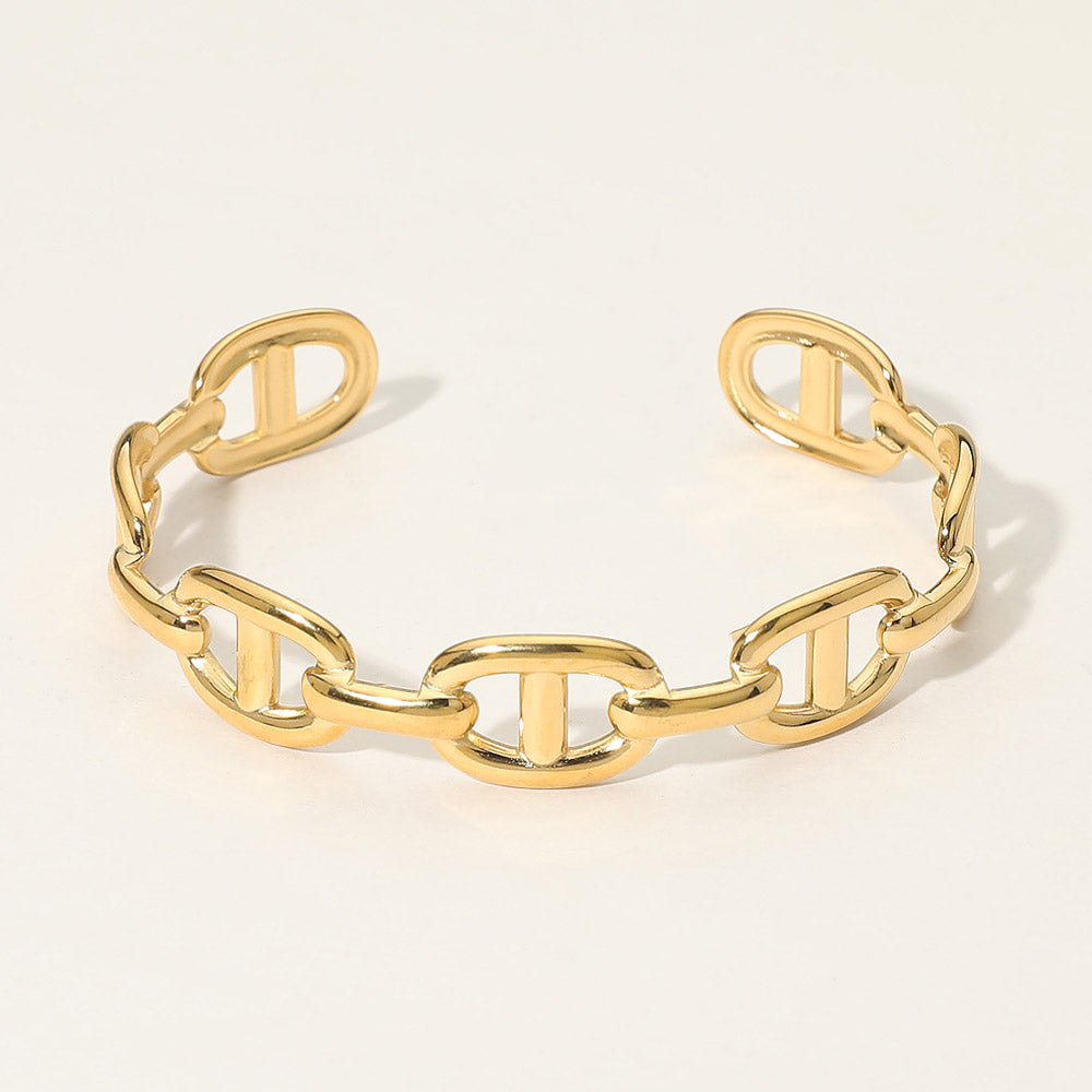Stainless Steel Mariner Link Cuff Bracelet