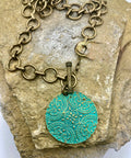 Antiqued Gold Medallion Toggle Necklace