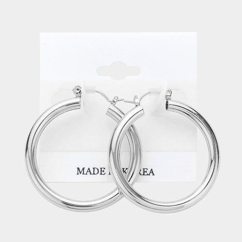 1.5" Metal Pin Catch Hoop Earrings