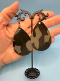 Camo Drop Earrings — Lightweight Faux Leather, Statement Style