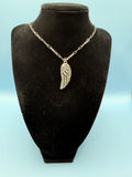 18″ Silver Paperclip Link Necklace with Rhinestone Angel Wing Pendant, Layering Piece