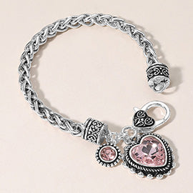 6″ Pink Heart Charm Bracelet