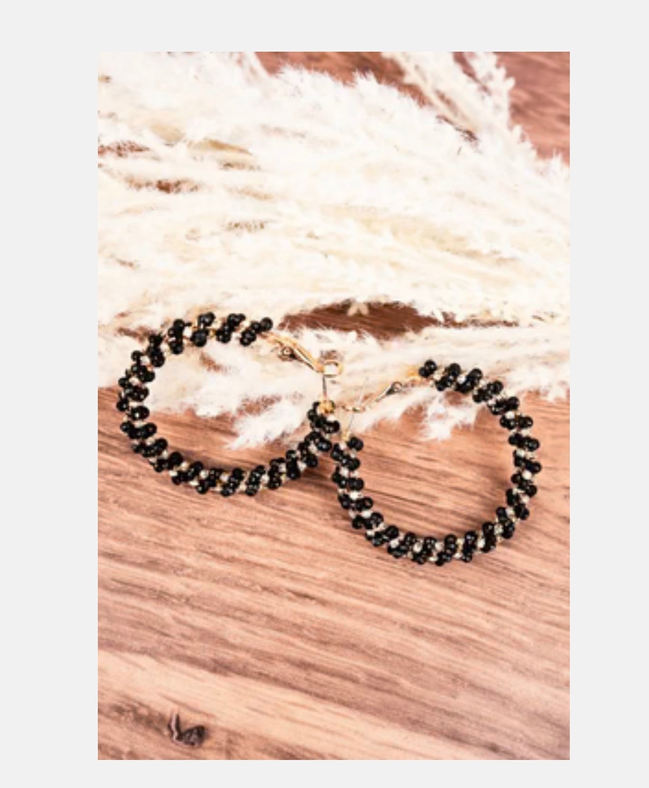 Black Crystal Beaded Hoop Earrings – Sparkle Statement Hoops
