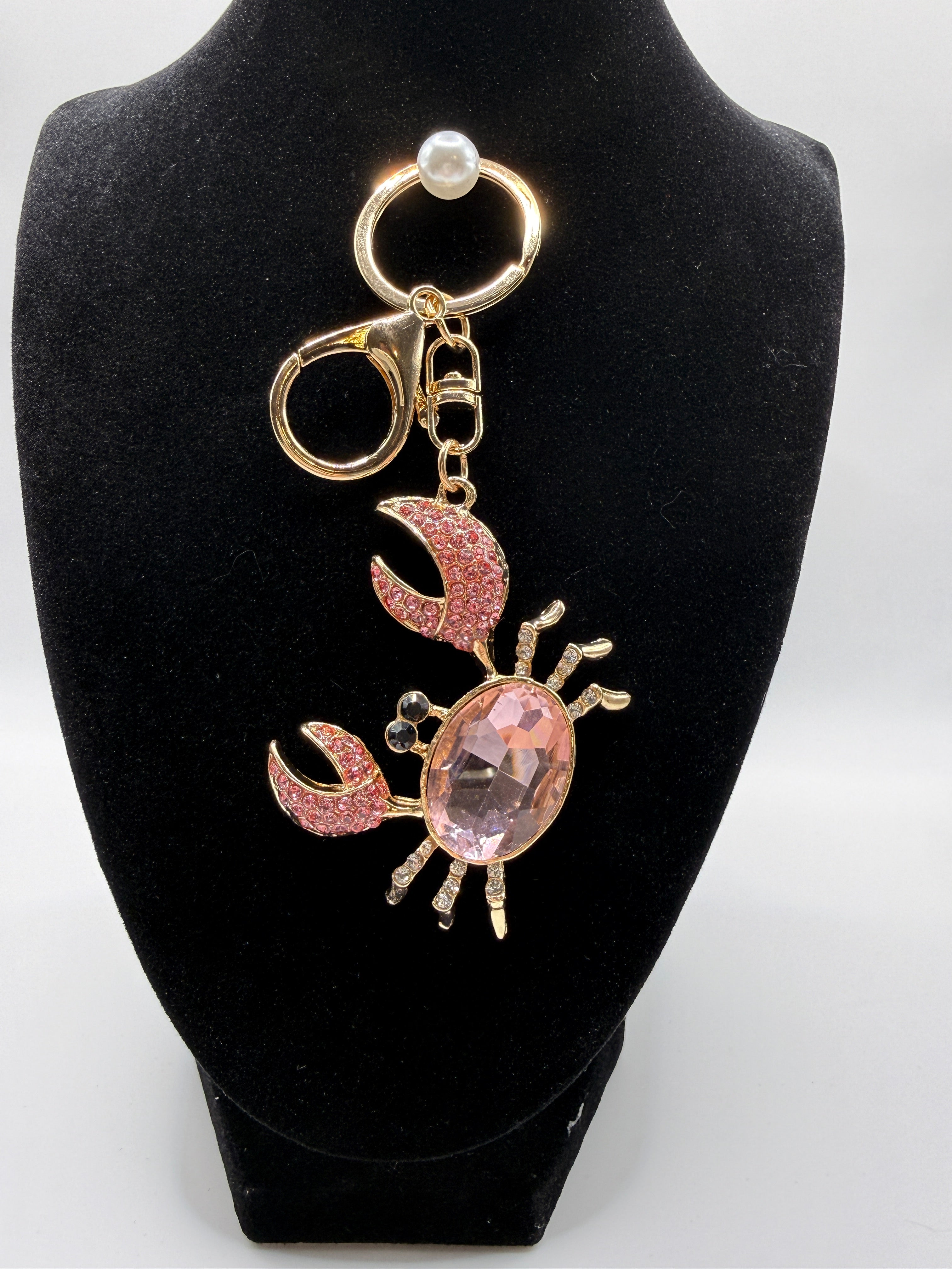 Pink Gem Crab Keychain