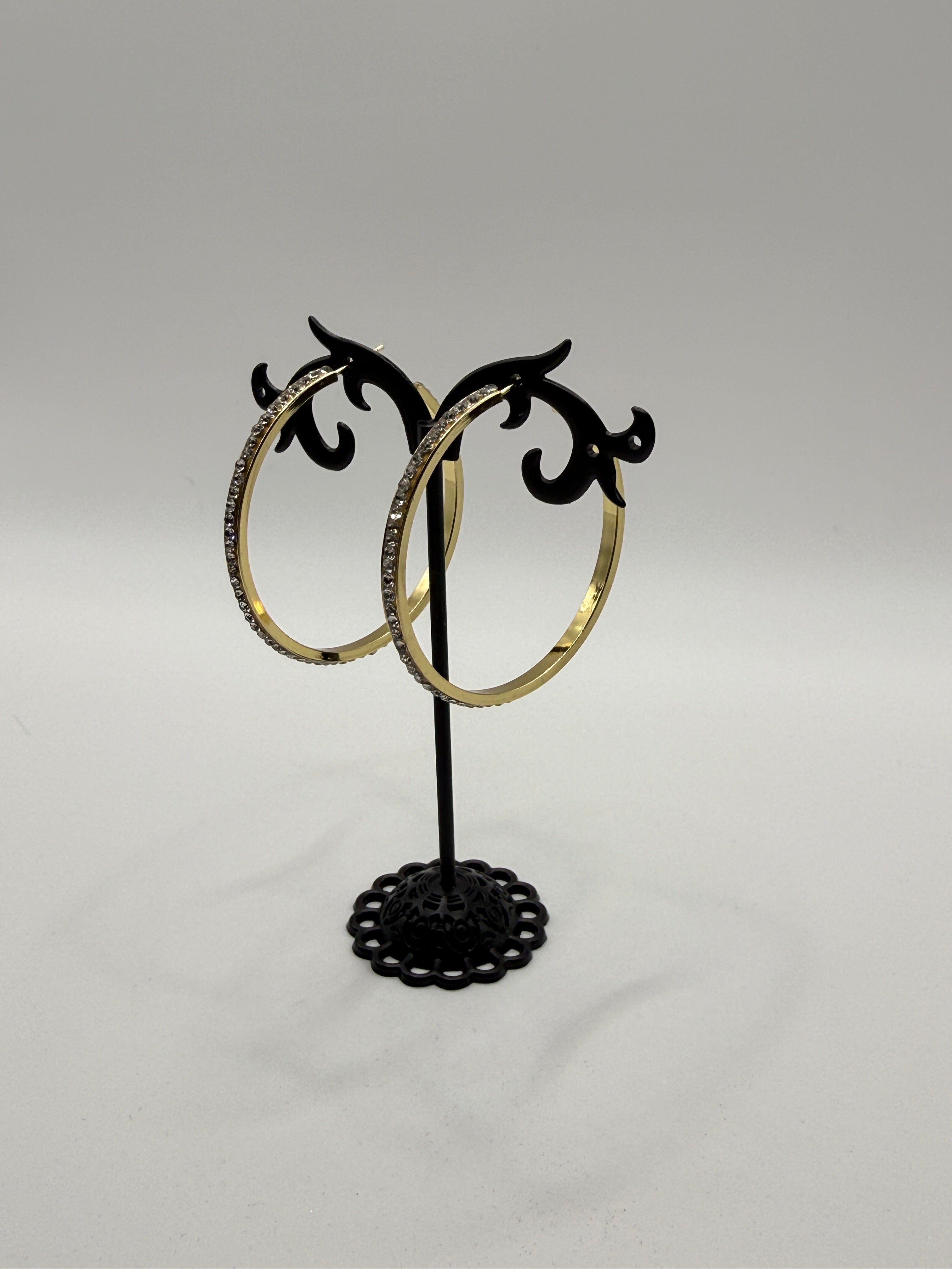 Large Gold CZ Hoops — Sparkle Statement Earrings