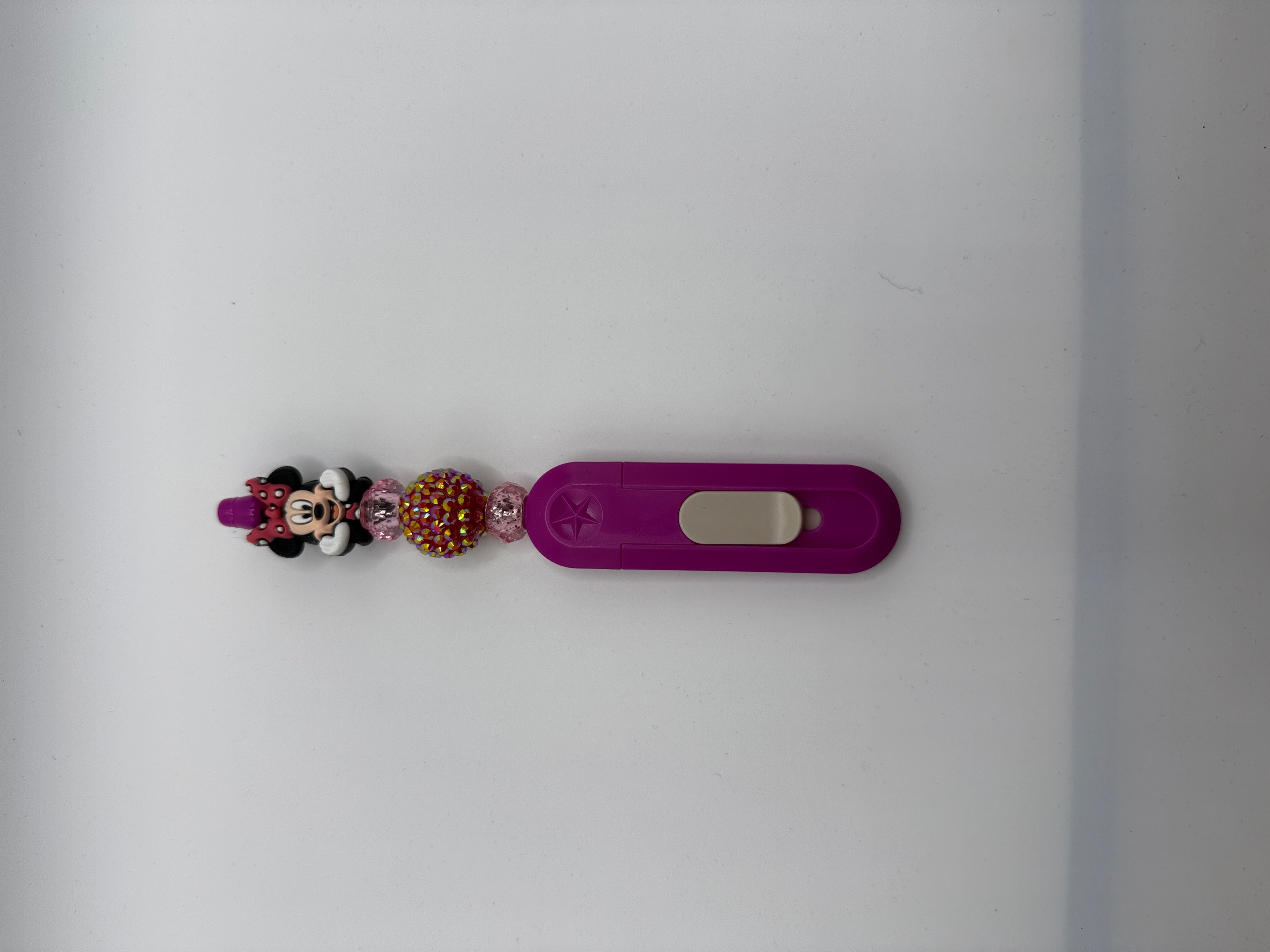 Handmade Beaded Character Box Cutter – Purple Glitter Edition