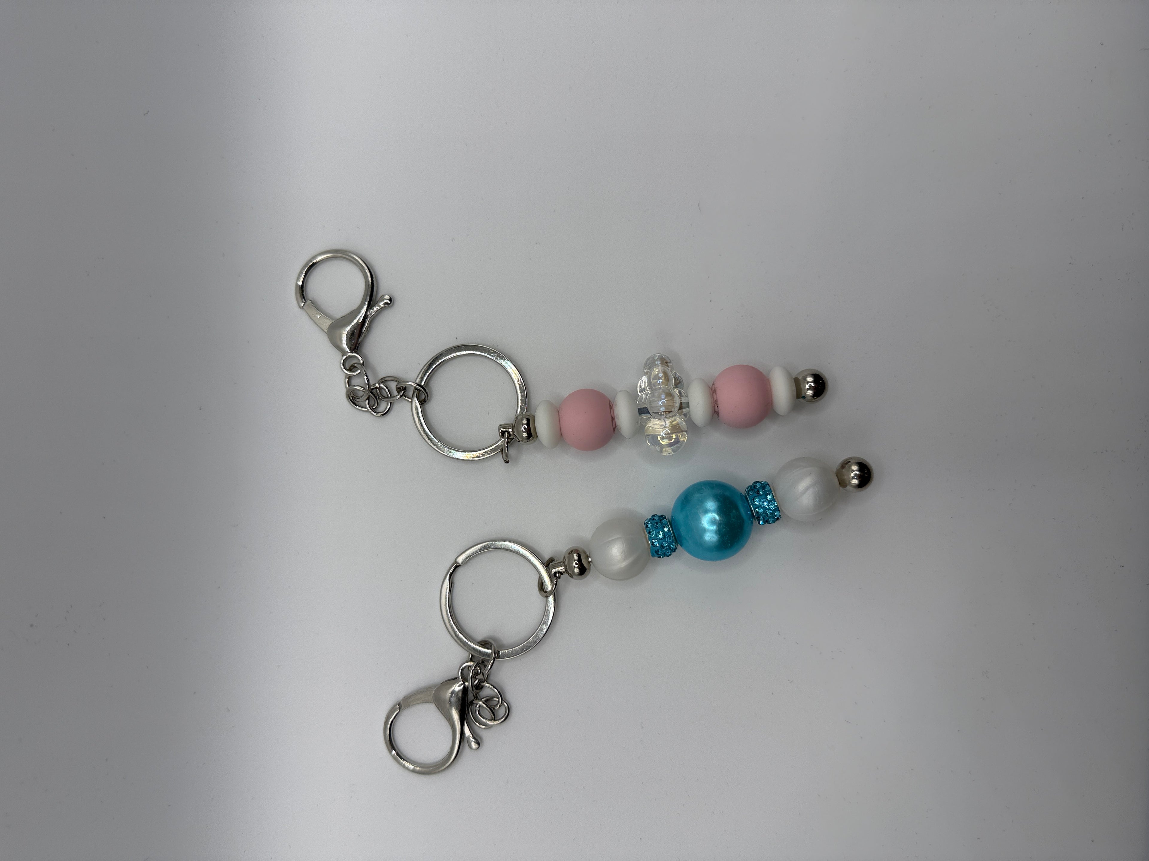 Handmade Beaded Keychain – Pastel Pearl & Sparkle Variants