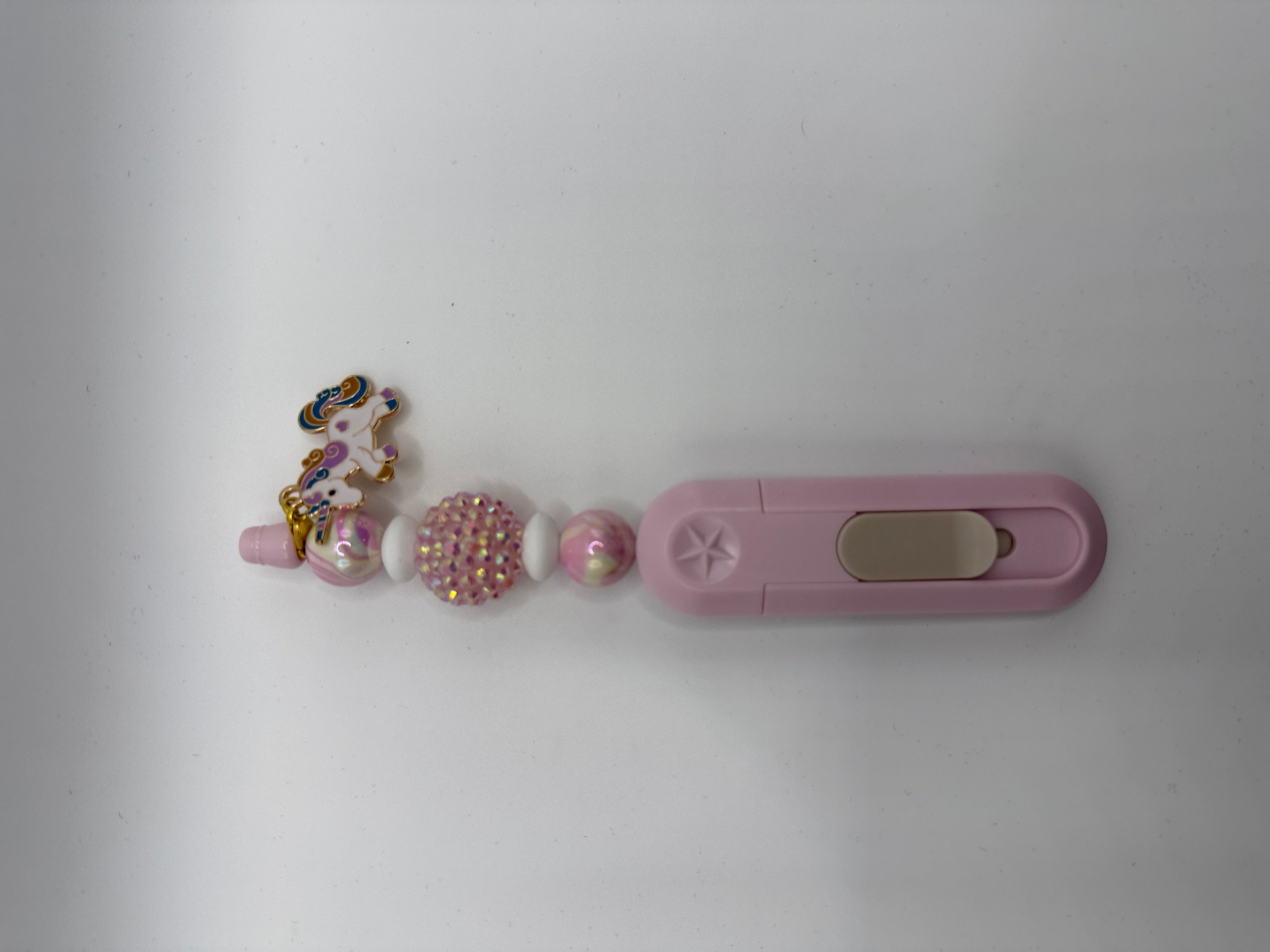 Handmade Beaded Character Box Cutter – Purple Glitter Edition