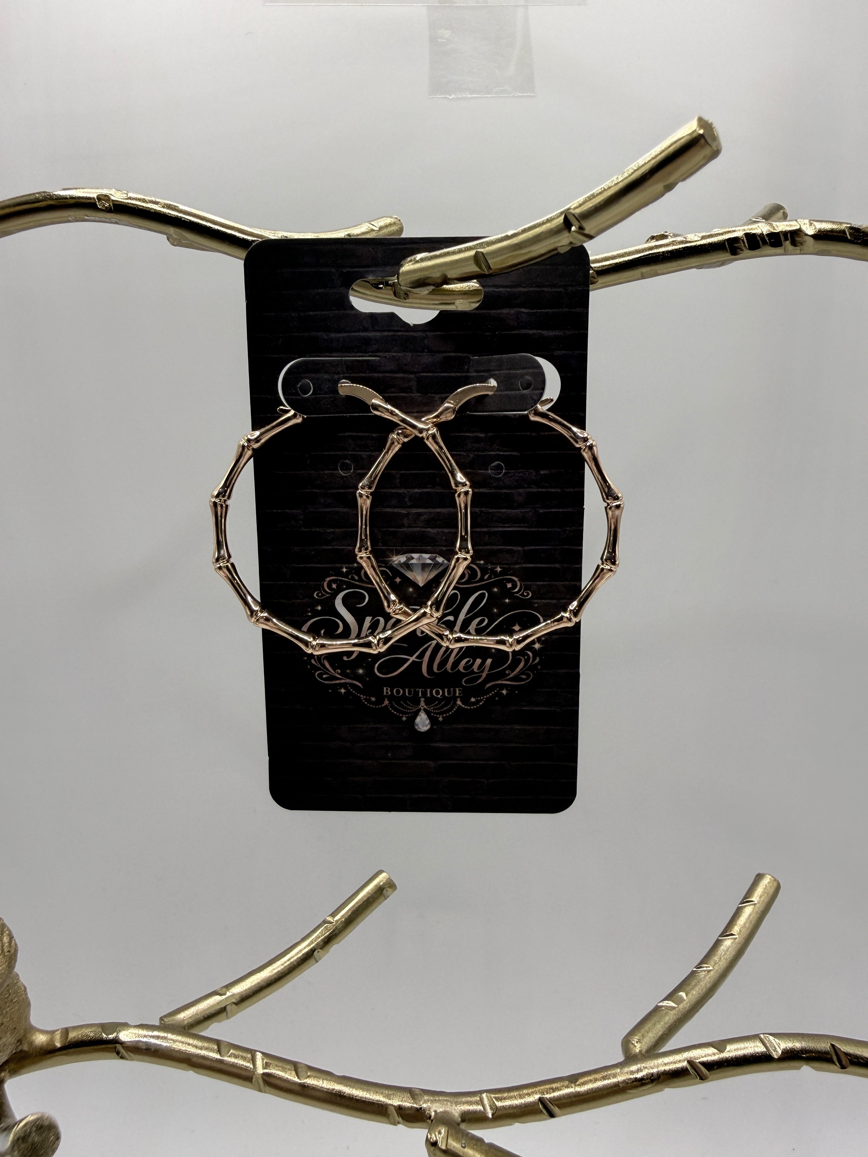 Gold Plated Bamboo Hoop Earrings – Bold Statement Style