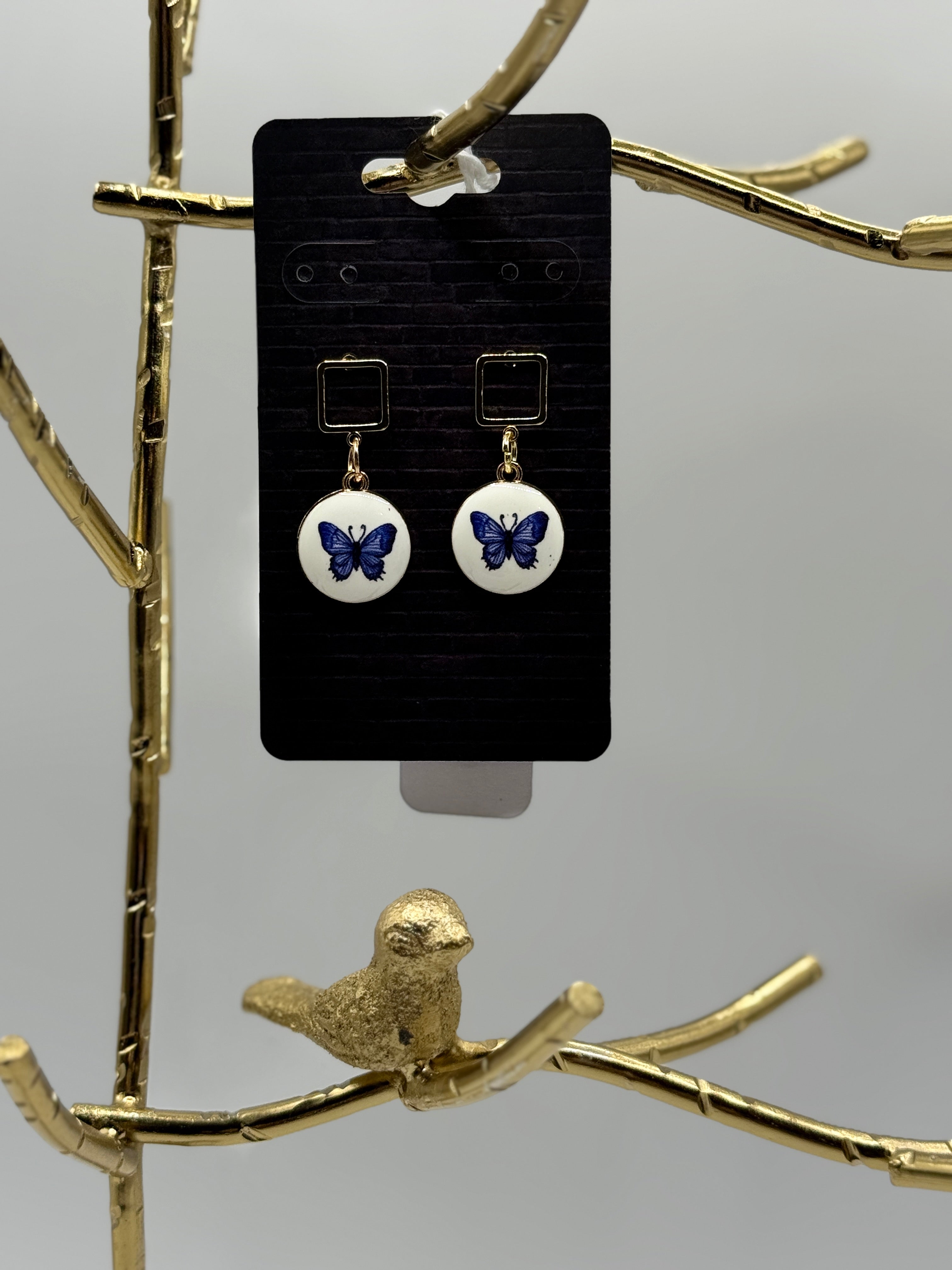 St. Augustine Collection - Handmade Blue Butterfly Drop Earrings