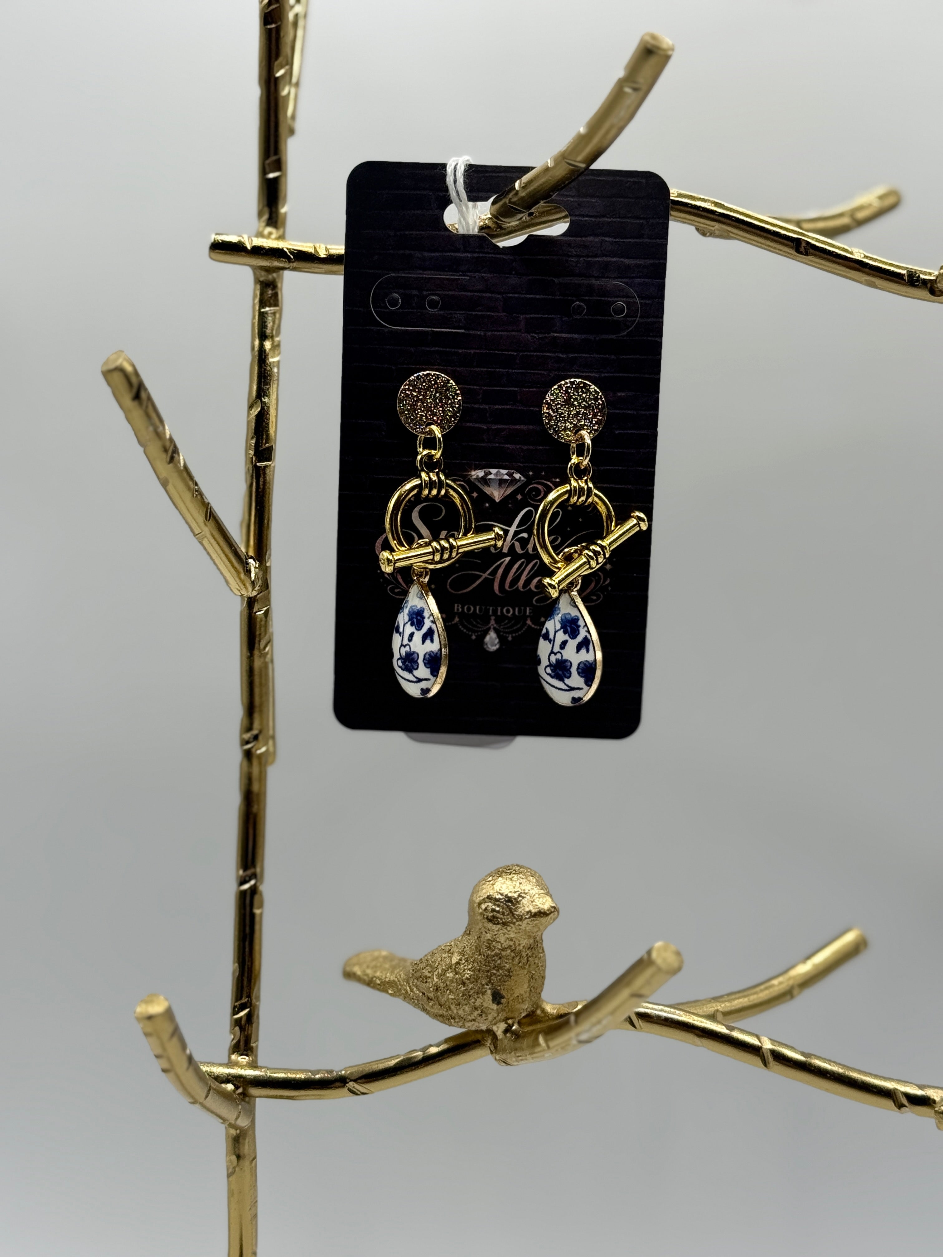 St. Augustine Collection - Handmade Porcelain Teardrop Toggle Earrings – Removable Charm