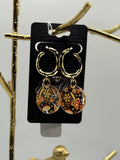 Handmade Hammered Gold Hoop Earrings w/ Retro Floral Drops