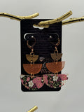 Handmade Acrylic Floral Tiered Earrings — Mixed Textures