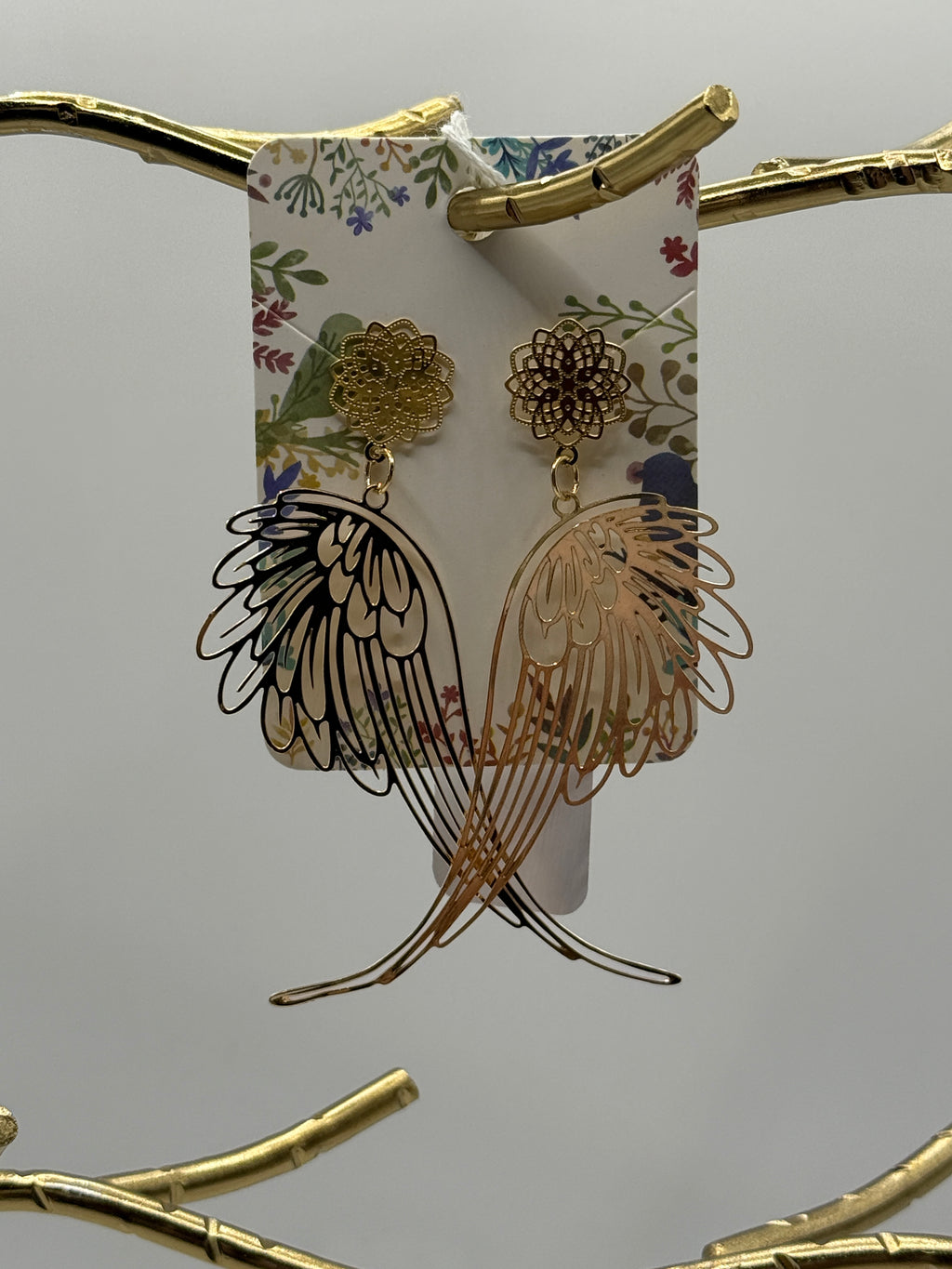 Handmade Antique Wing Drop Earrings – Statement Angel Wing Art