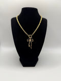 Gold Ribbon Bow Toggle Necklace – Classic Bow Pendant