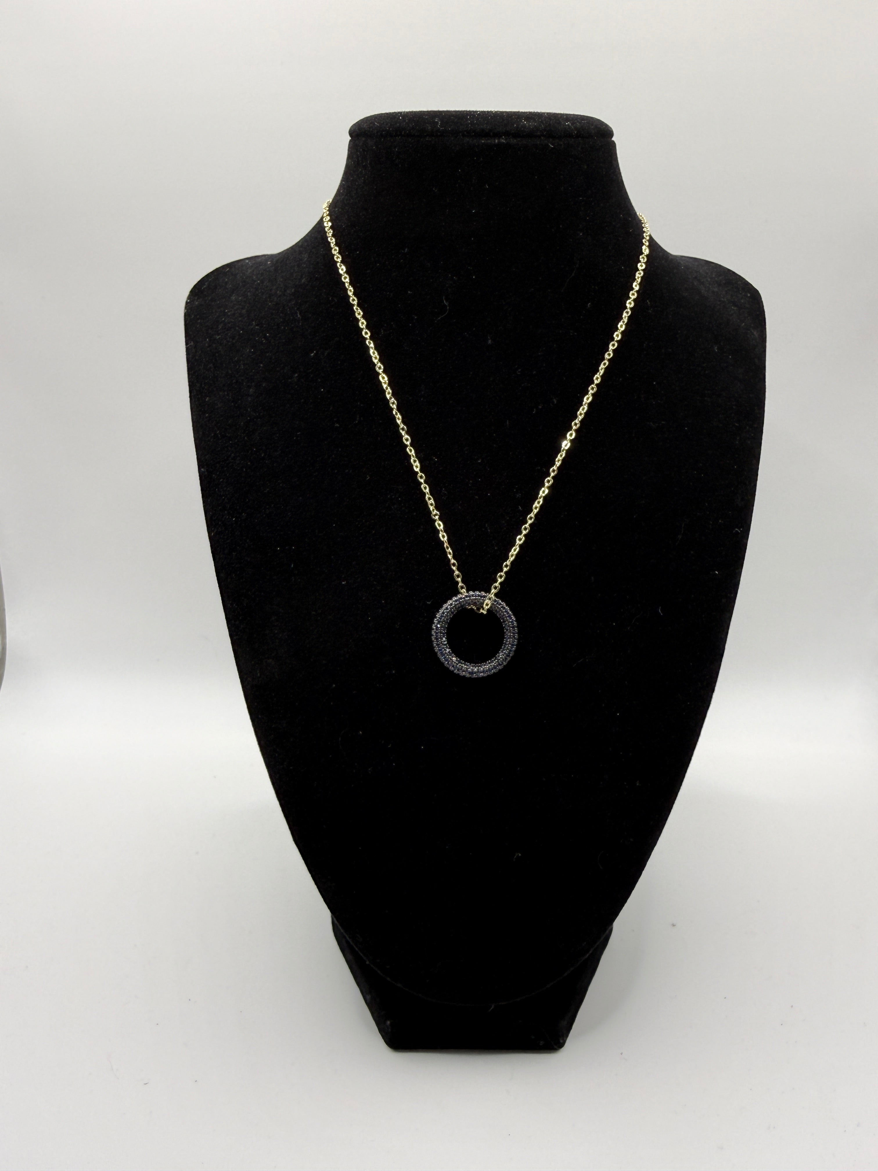 18″ Gold Pavé Open Circle Necklace