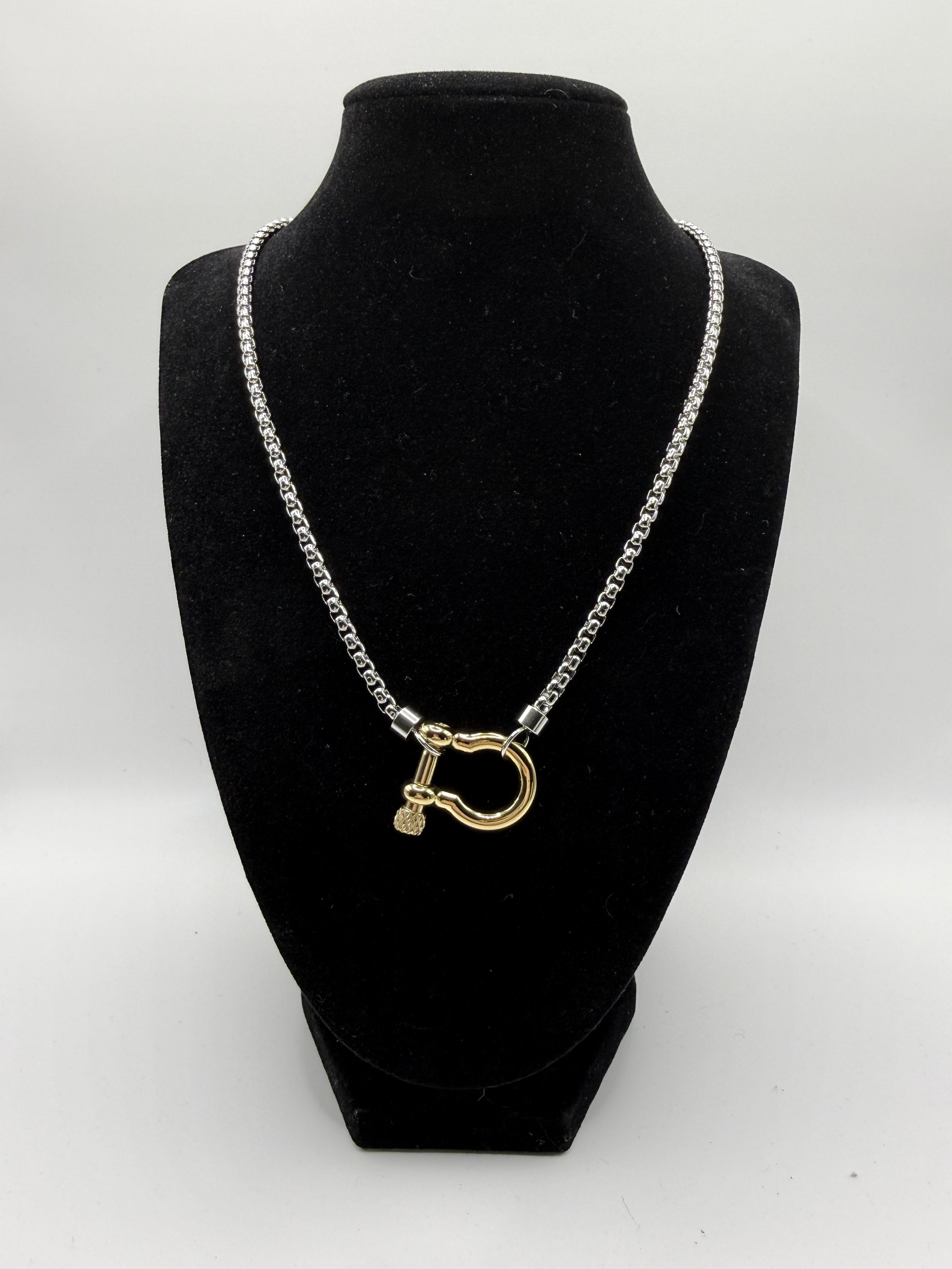 16″ Mixed Metal Horse Bit Necklace with Functional Clasp for Charm Add-Ons