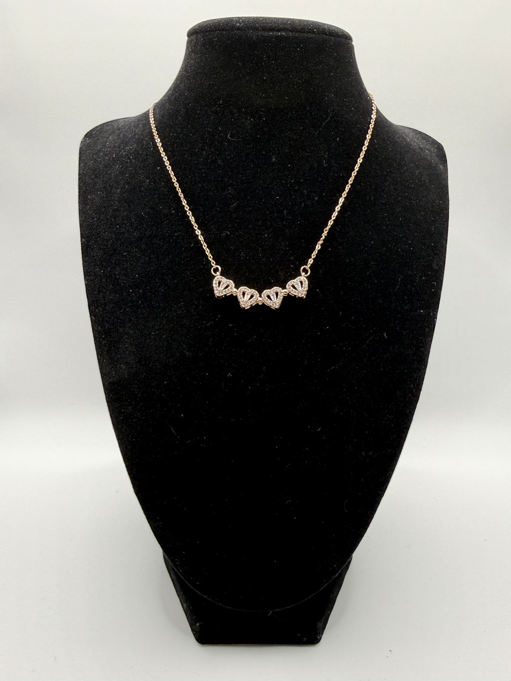 14″ Gold Dainty Necklace with Pavé Clover & Heart Charms – Convertible 2-Way Design