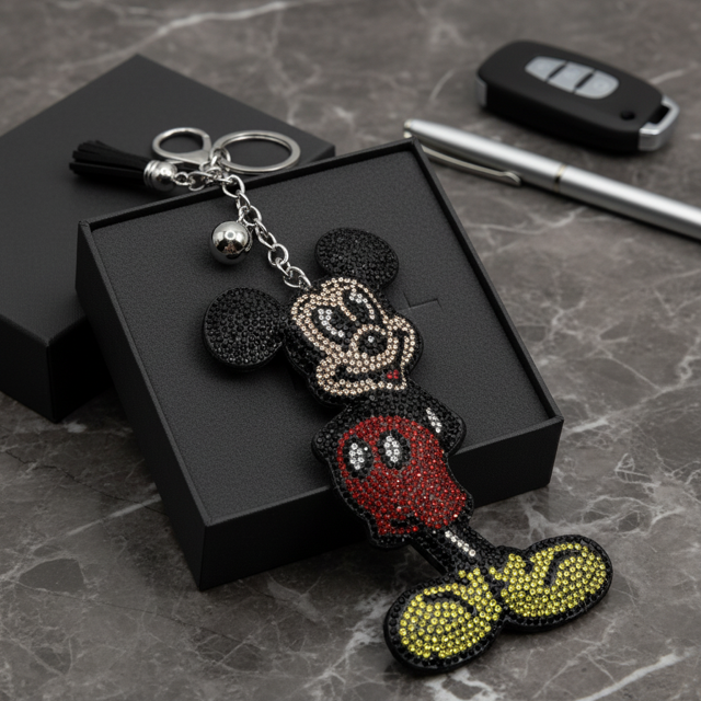 Rhinestone Character Bag Charms – Sparkly Keychain Accessories (Multiple Styles)