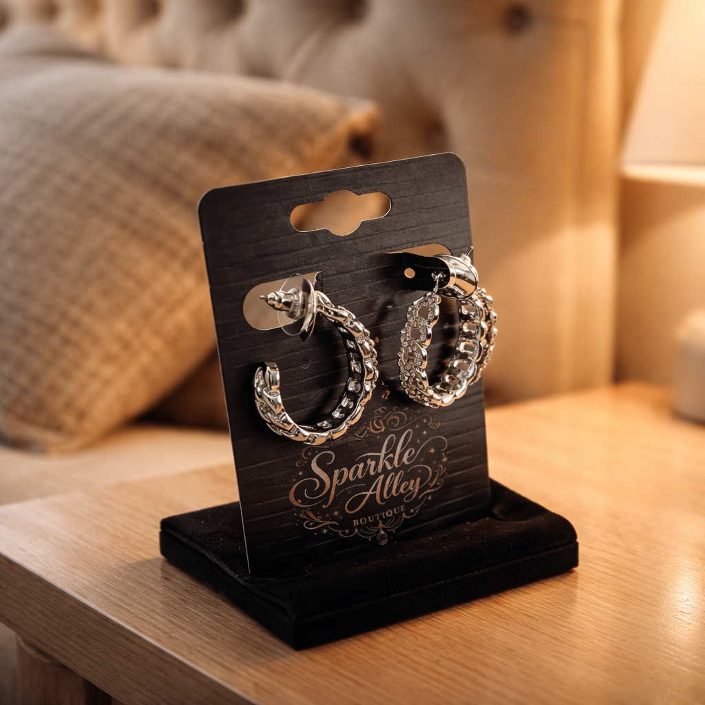 Chain Link Sparkle Hoops