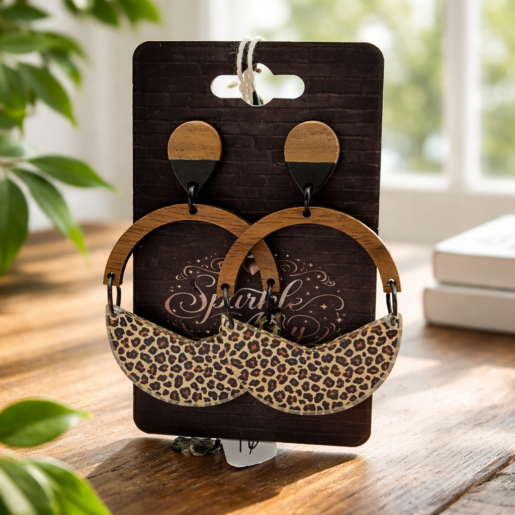 Handmade Wildwood Leopard Hoops
