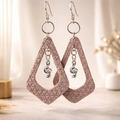 Pretty in Pink Treble Drop Earrings (Handmade Leather)