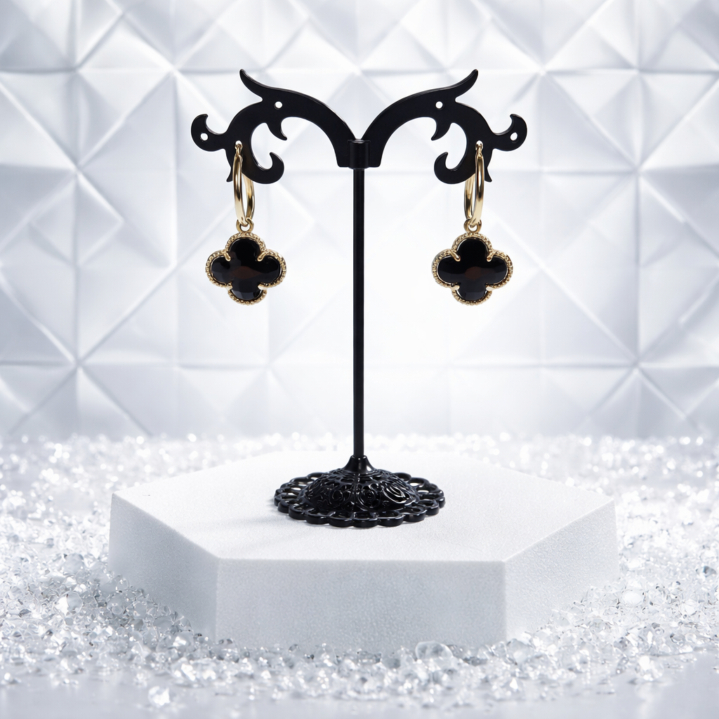 Midnight Clover Luxe Drop Earrings