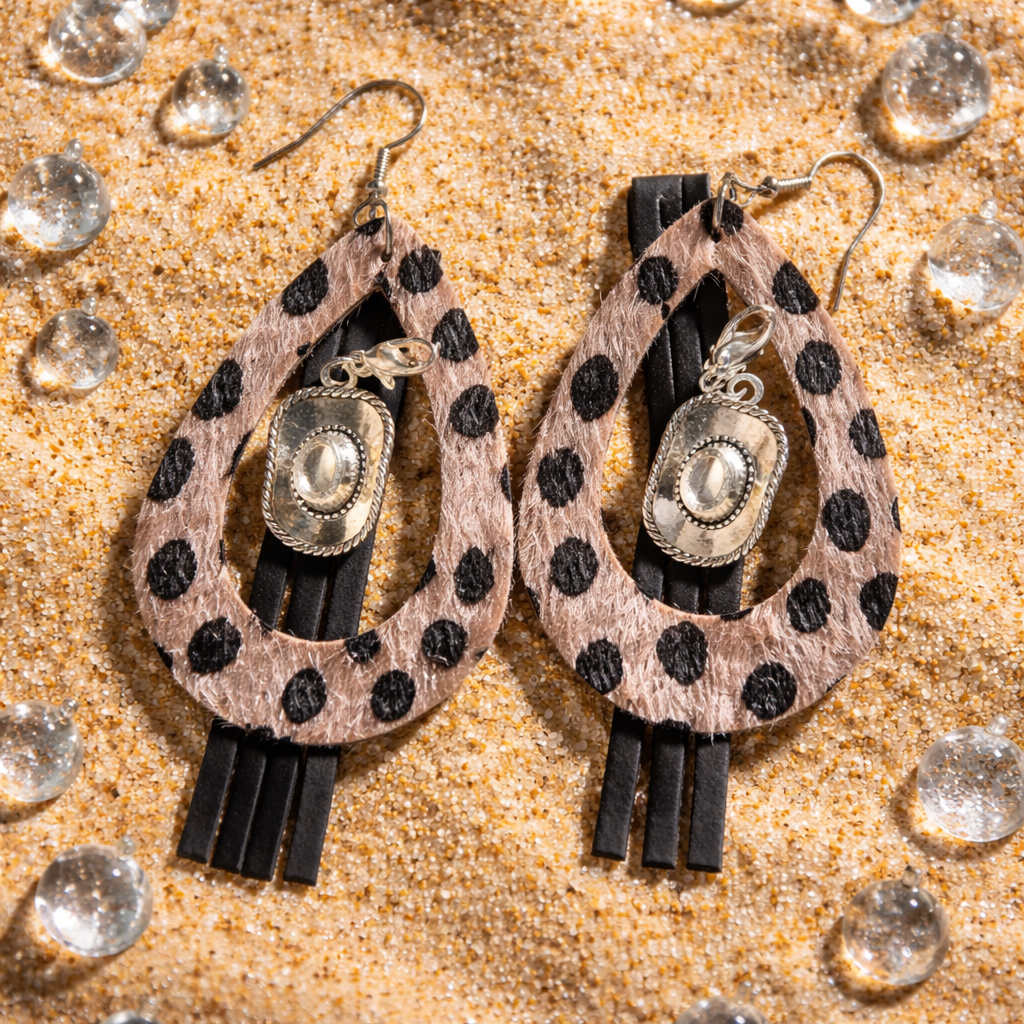 Spotted Western Teardrop Earrings – Interchangeable Charms