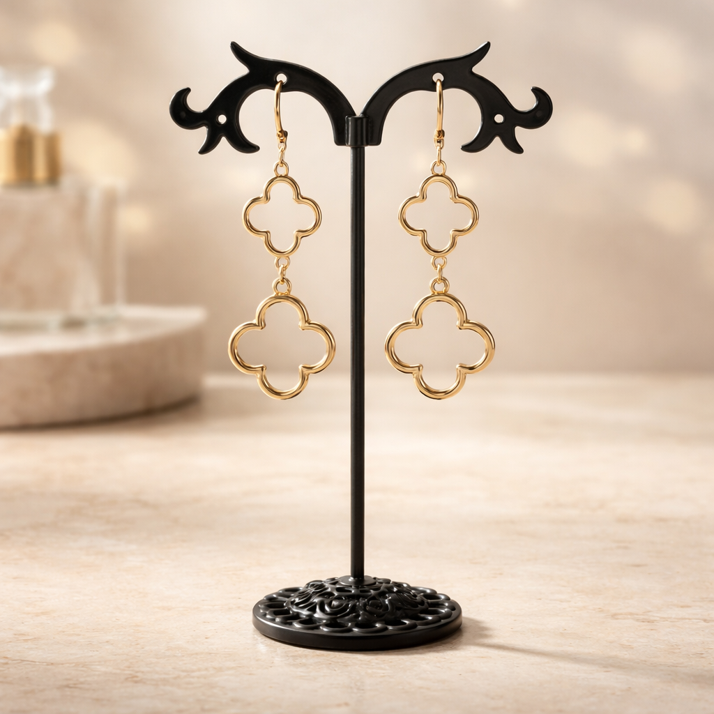 Clover Double Dangle — 2” Luxe Statement Earrings