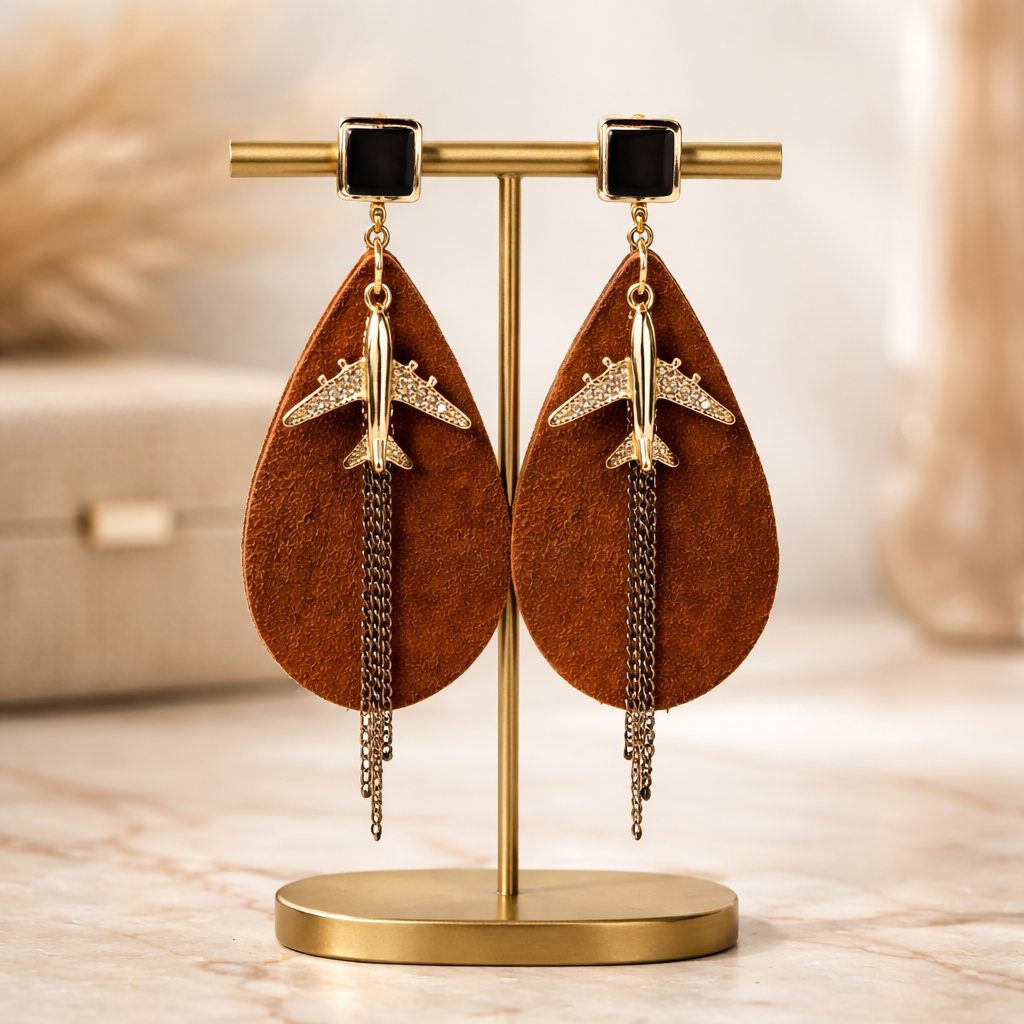 “Jet Setter” Leather Tassel Earrings — Handmade