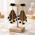“Wild Luxe” Animal Print Leather + Metal Tassel Earrings — Handmade