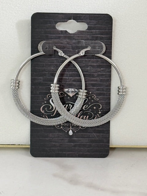 Silver Textured Cable Hoops — Statement Classic