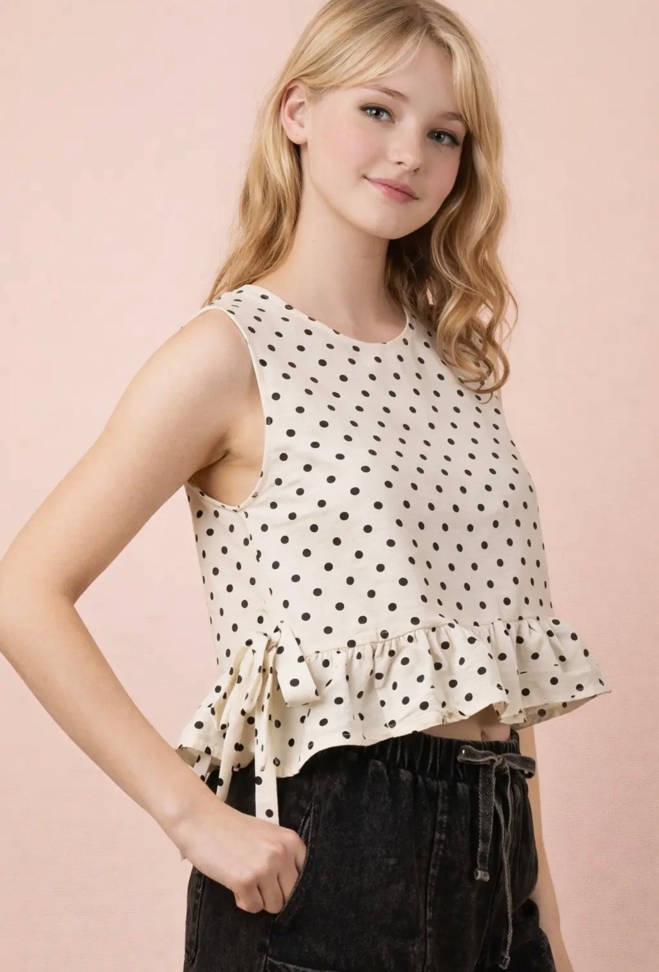 Sweet Side Tie Linen Top