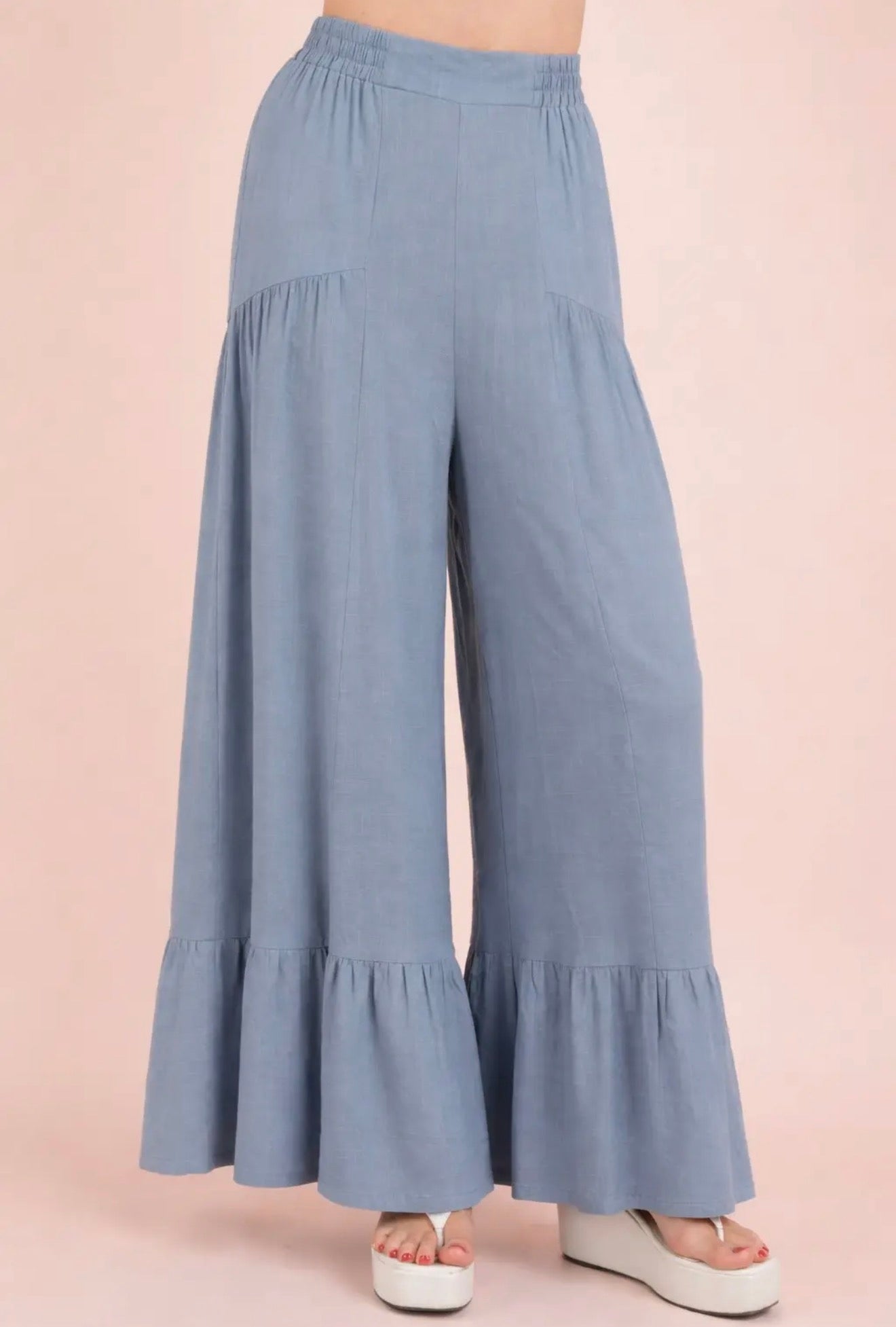 Palazzo Pants Sky Blue-Chartreuse