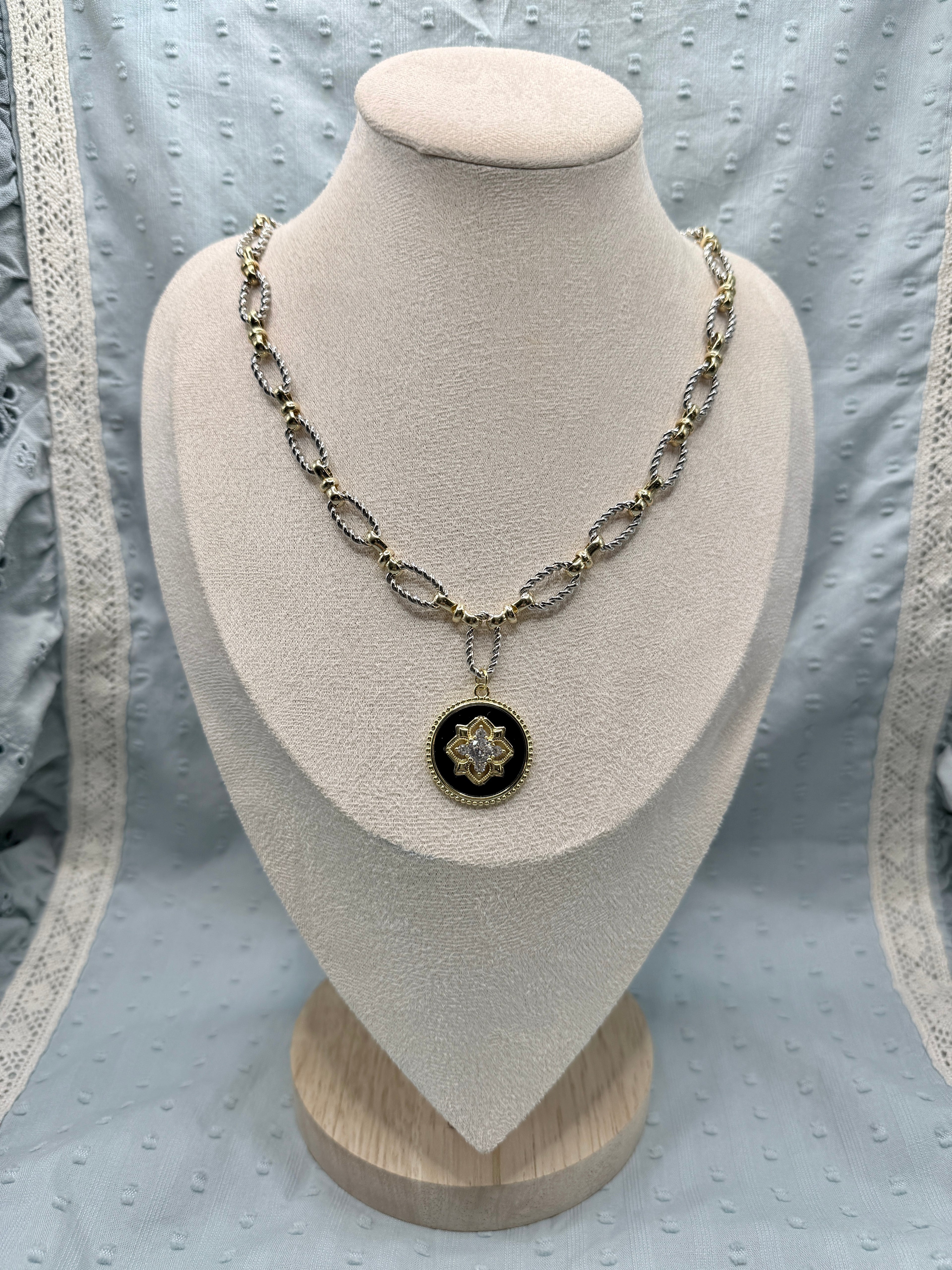 Handmade Midnight Bloom Medallion Necklace