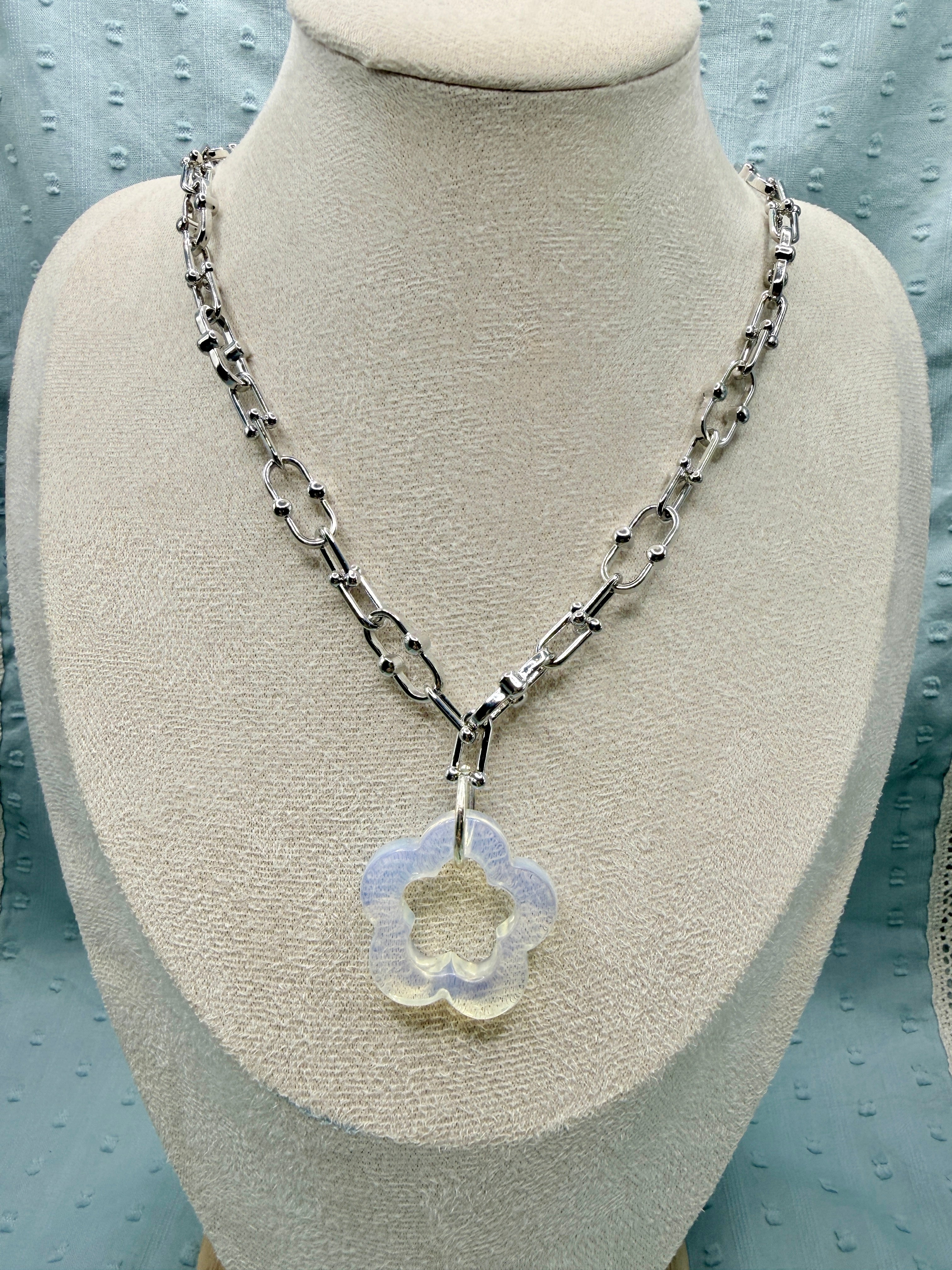Handmade Moonlight Clover Statement Necklace