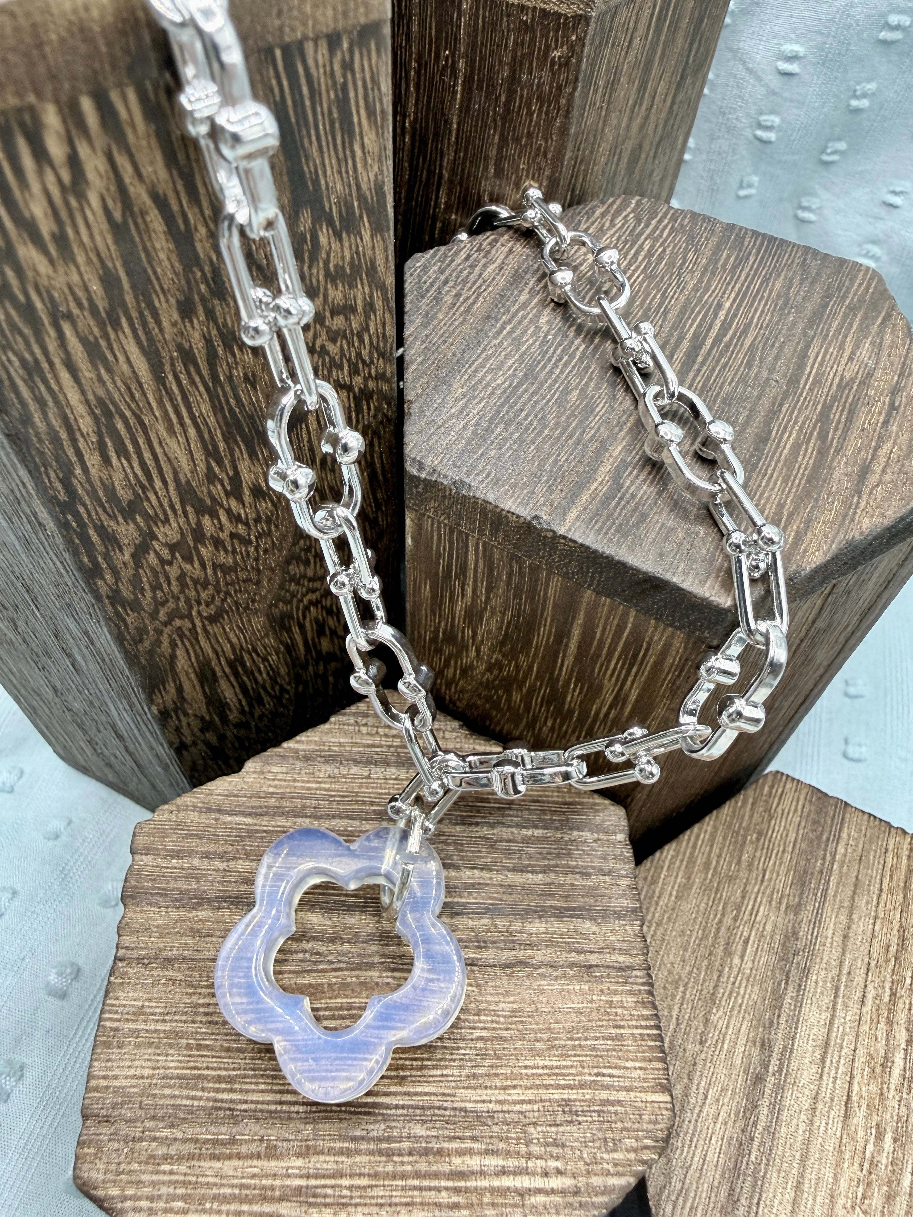 Handmade Moonlight Clover Statement Necklace