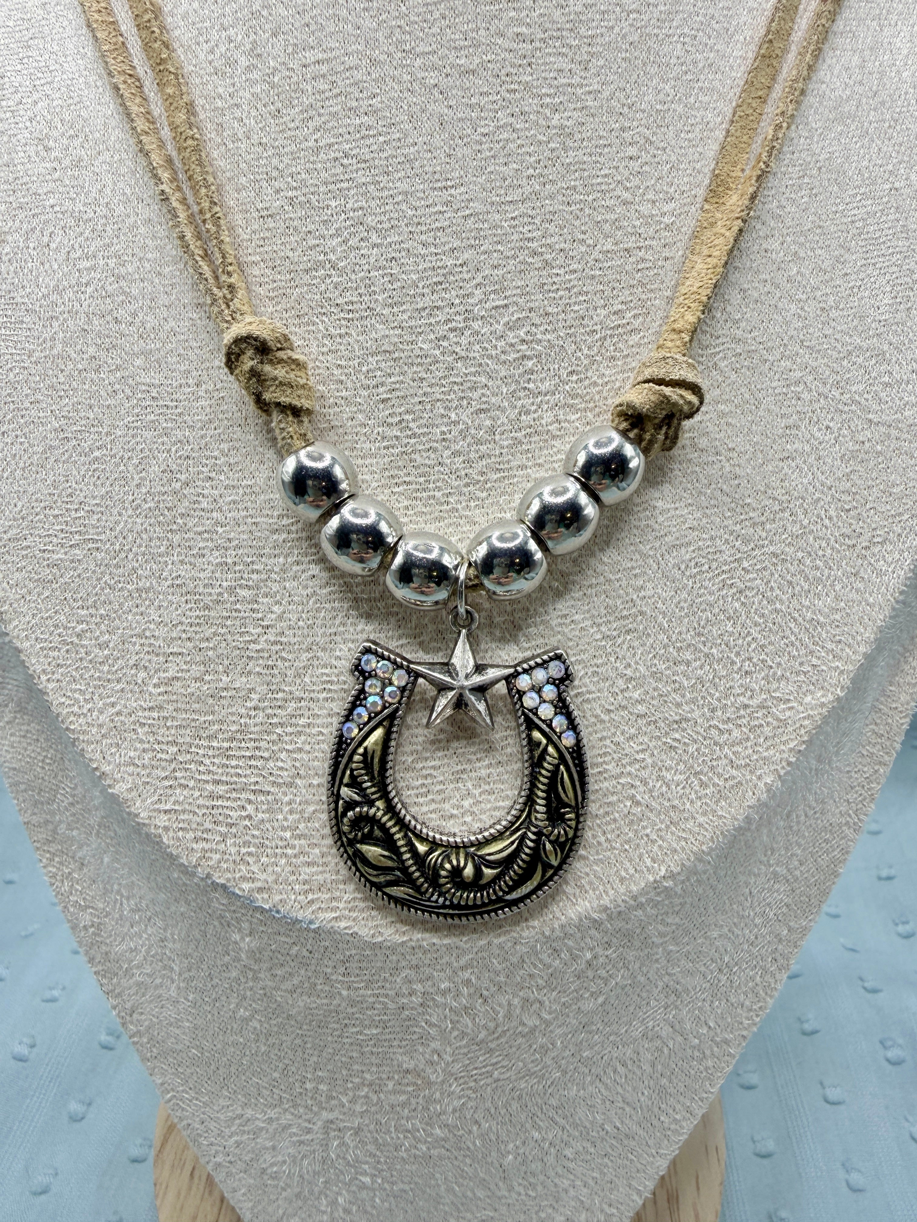 Handmade Rustic Star Horseshoe Necklace