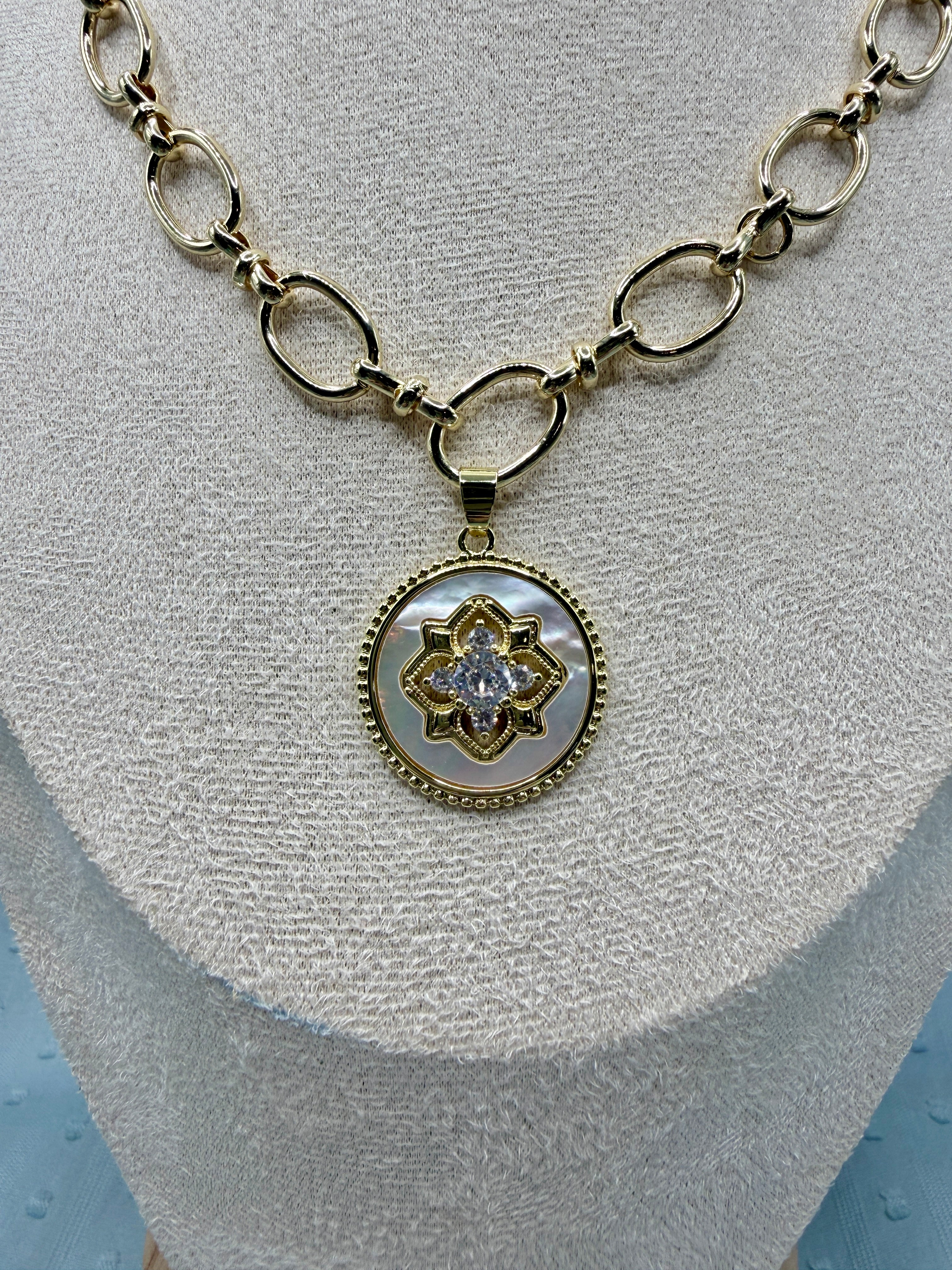 Handmade Golden Glow Medallion Necklace