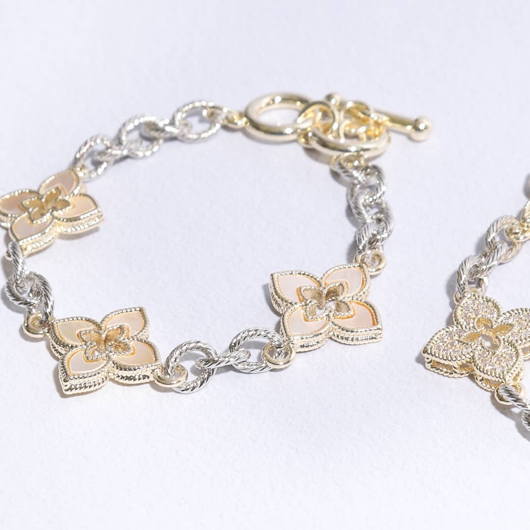 3 Clover Pave Clover Mop Link Bracelet