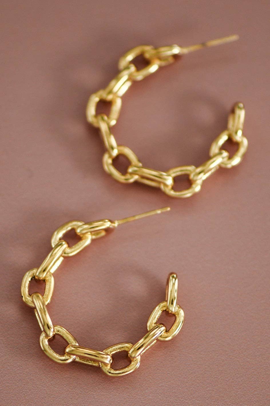 18K Gold Plated Waterproof Stainless Steel Hoop Earrings - 7374
