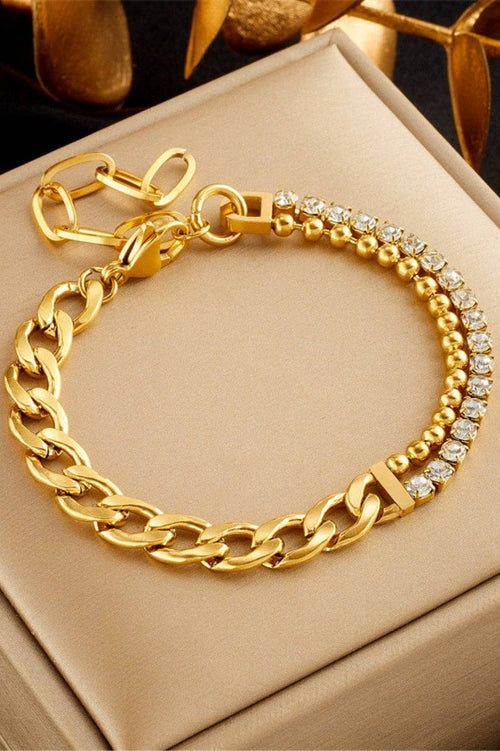 18K Gold Plated Waterproof Stainless Steel Chain Bracelet - 6875