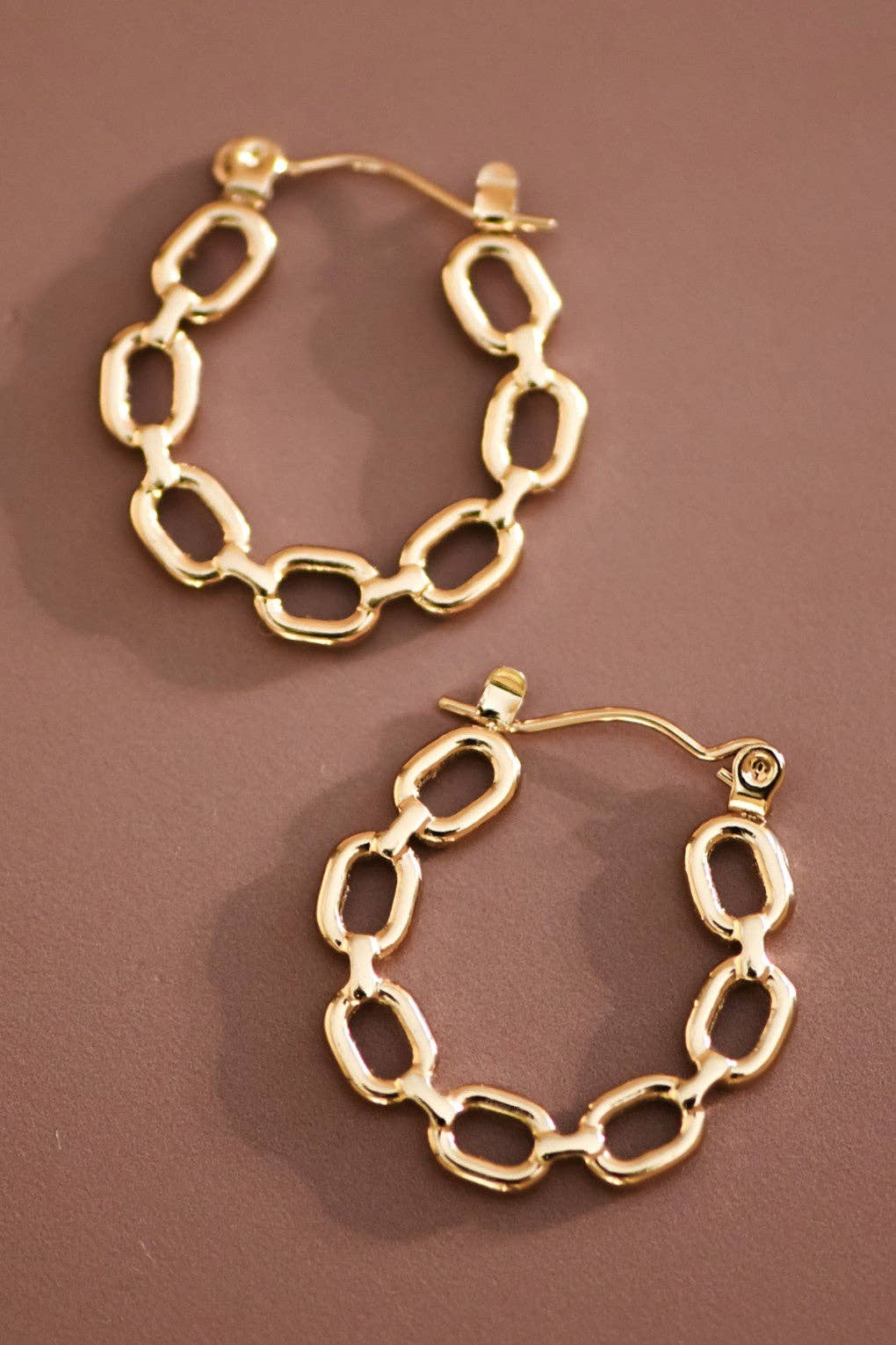 18K Gold Plated Waterproof Stainless Steel Hoop Earrings - 7659