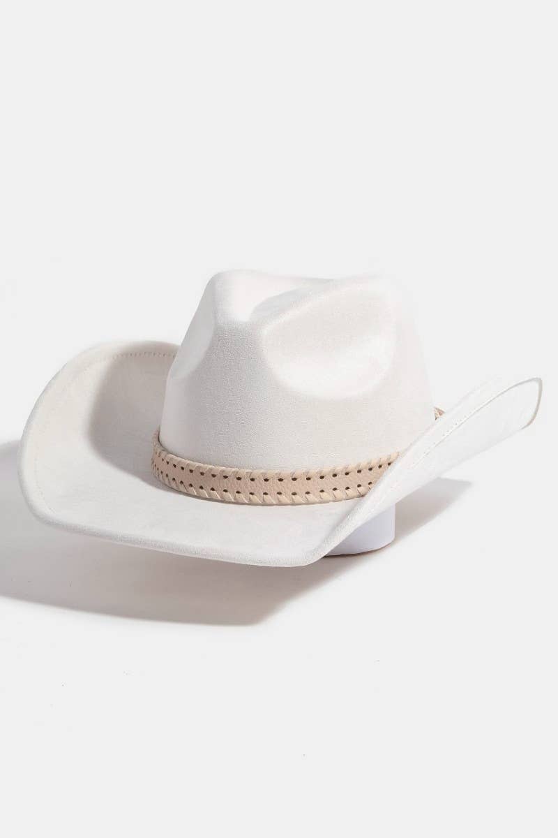 Braided Strap Faux Suede Western Cowboy Hat