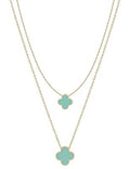 Double Layered Mint Clover 16"-18" Necklace