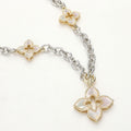 14K Gold Plated Mother Of Pearl Clover Pendant Station Necklace