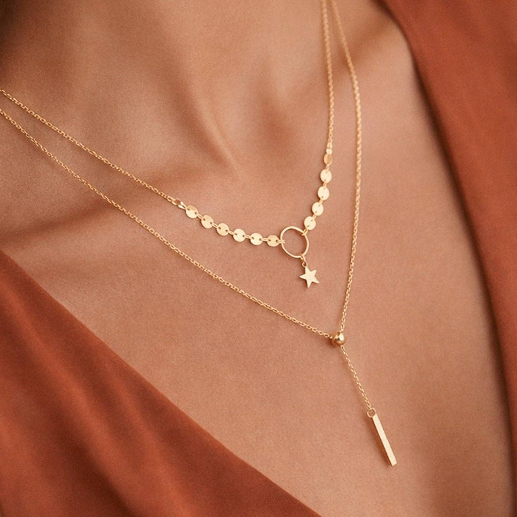 18K Gold Plated Waterproof Stainless Steel Chain Necklace - 7497