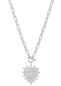 Silver Chain with Rhinestone Studded Heart Charm 16"-18" Necklace